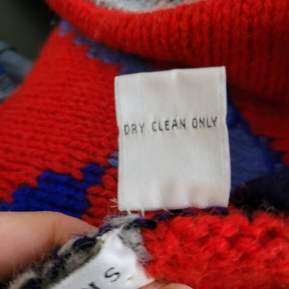 Vintage Women Novelty Twee Shetland Wool Sweater Granny Country Patchwork Large - Picture 12 of 13